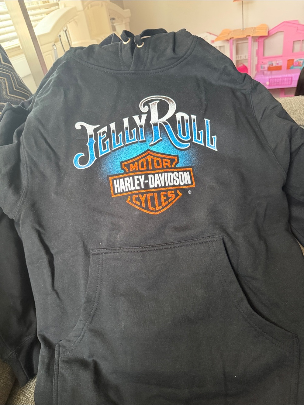 Harley-Davidson Kids Black Hoodie with Blue and Orange Jelly Roll Logo